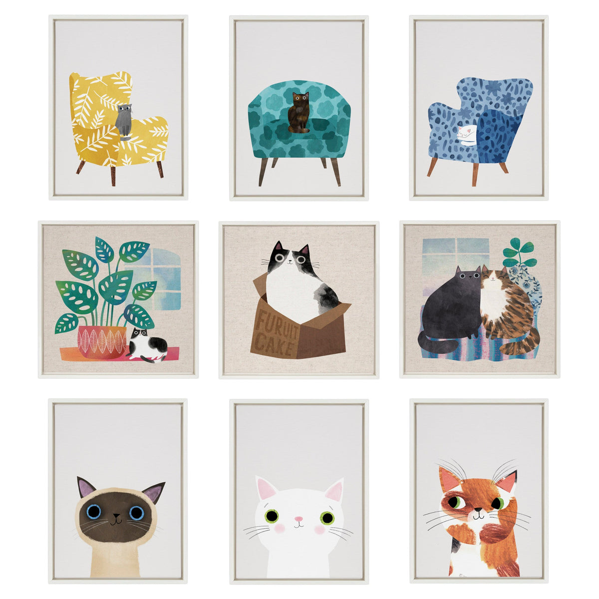 Sylvie 10 Cornflower Chair Framed Canvas by Planet Cat