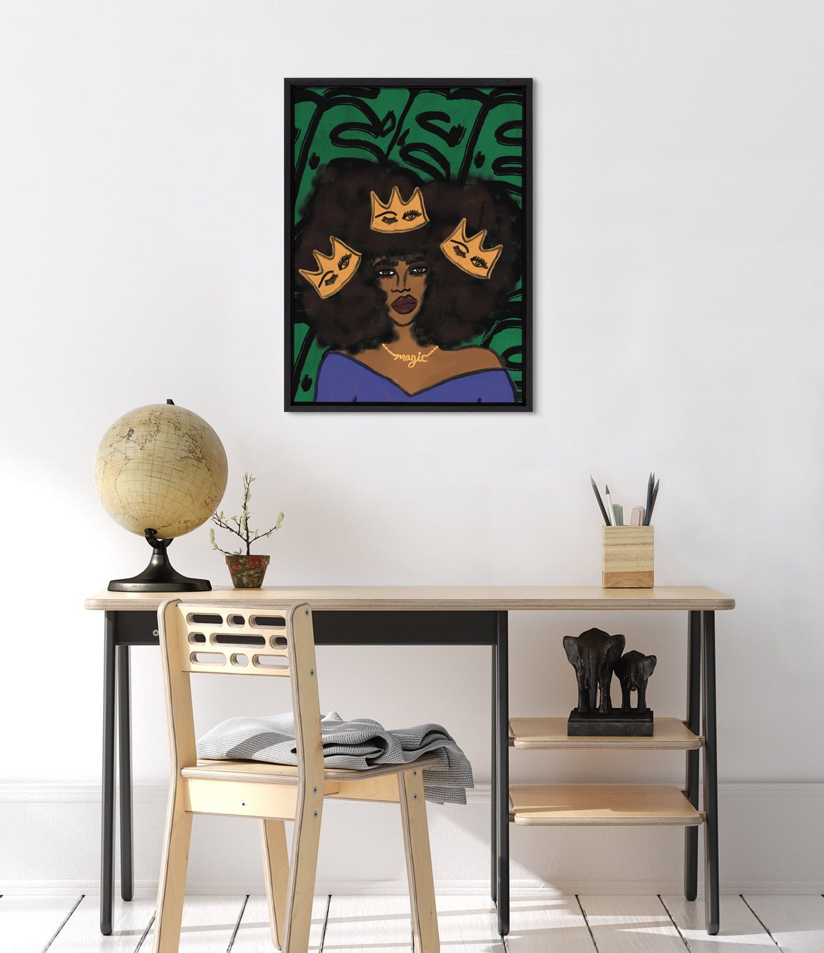Sylvie Wear Your Crown Framed Canvas by Kendra Dandy of Bouffants and Broken Hearts