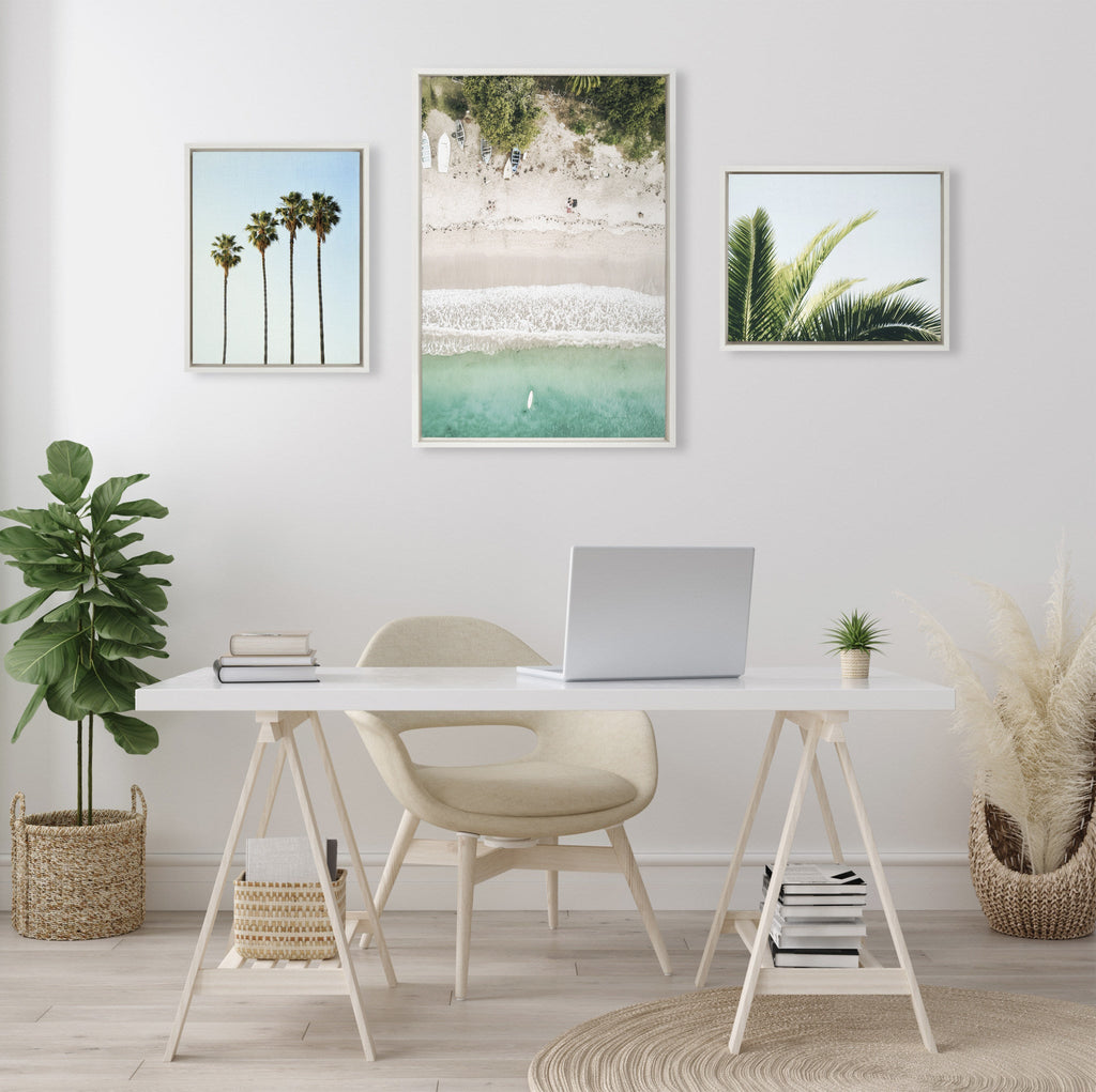Sylvie Tropical Beach Framed Canvas Set of 3