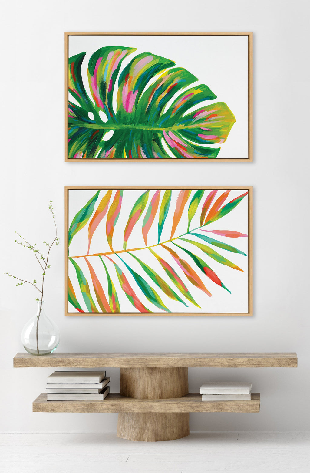 Sylvie EV Monstera and EV Palma No 2 Framed Canvas Art Set of 2 by Jessi Raulet of Ettavee