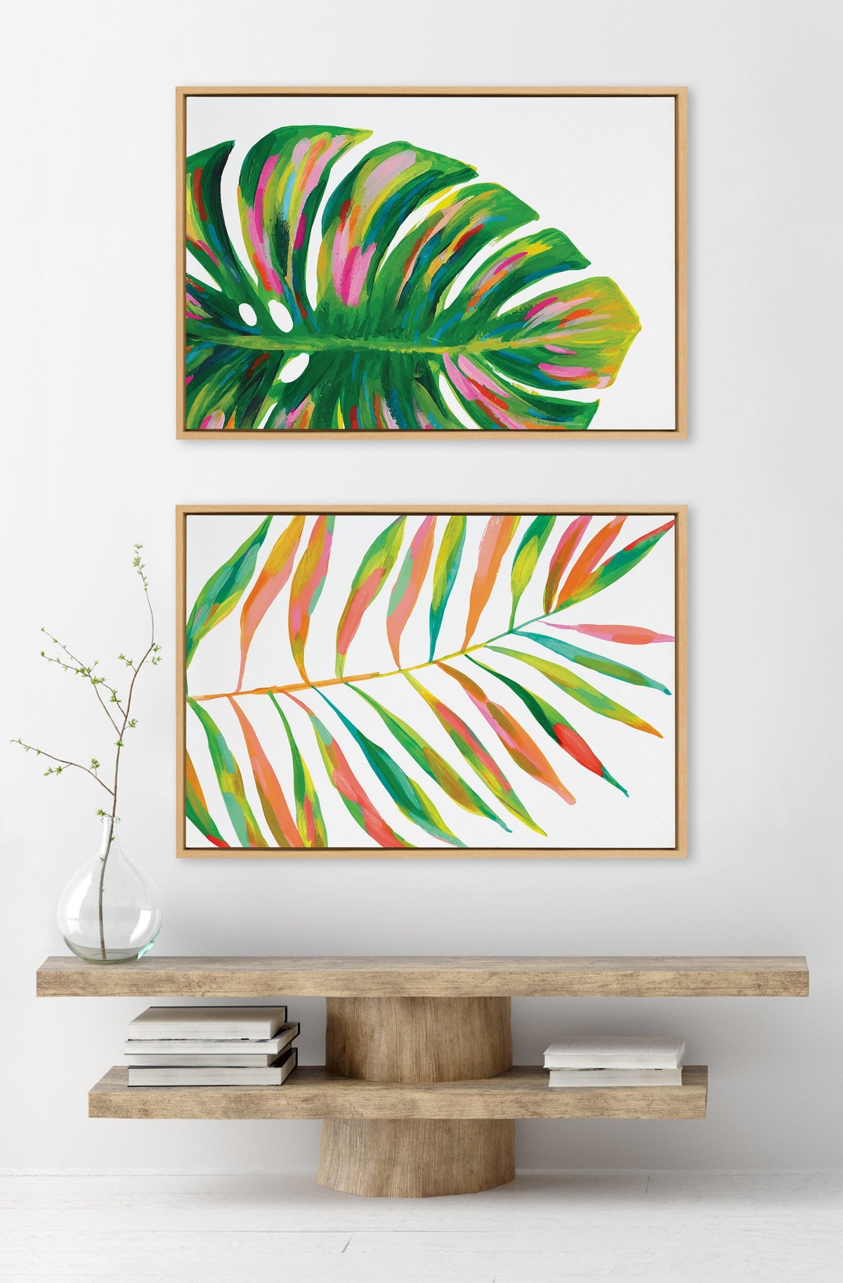 Sylvie EV Monstera and EV Palma No 2 Framed Canvas Art Set of 2 by Jessi Raulet of Ettavee