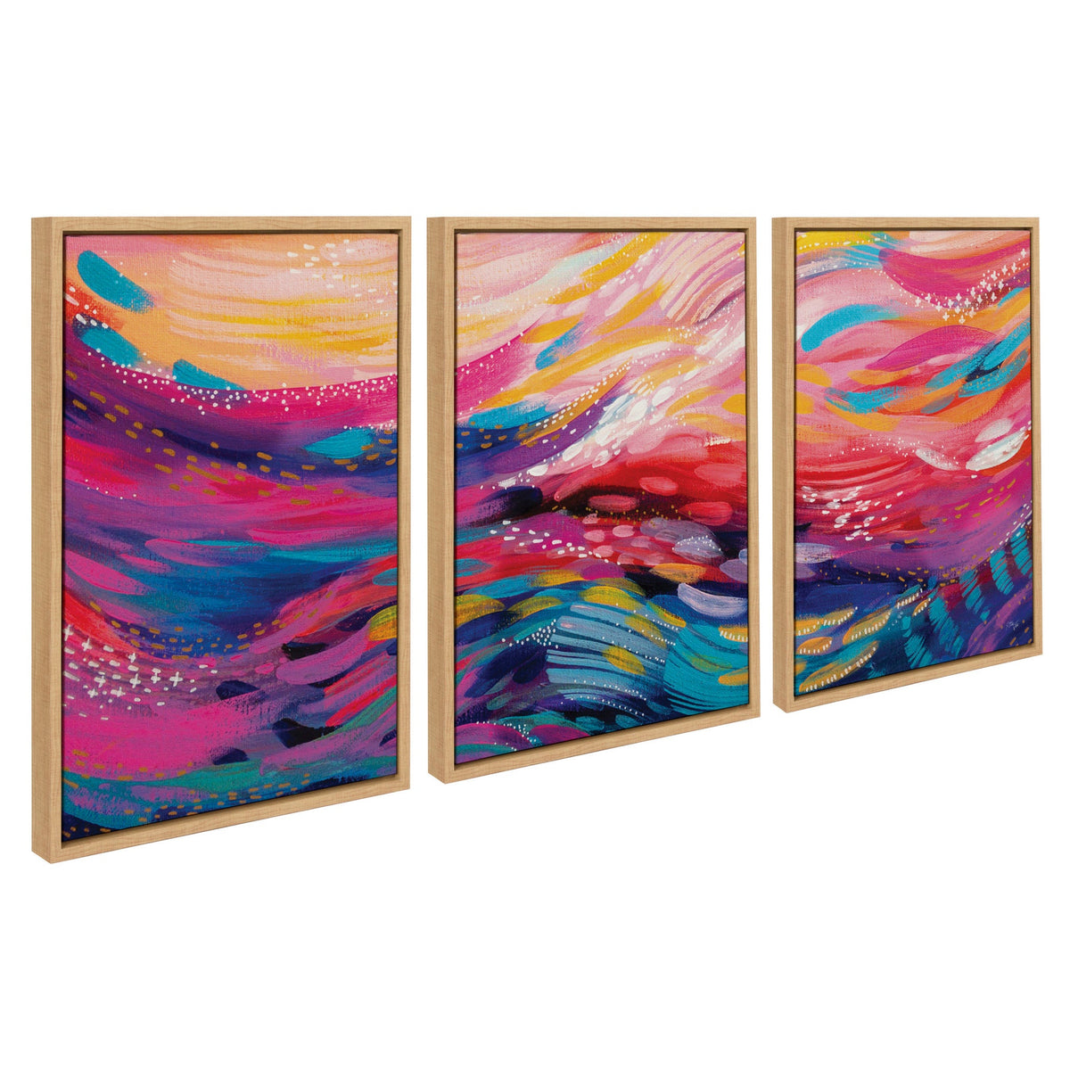 Sylvie EV Brush Strokes 90 A, B and C Framed Canvas Art Set of 3 by Jessi Raulet of Ettavee