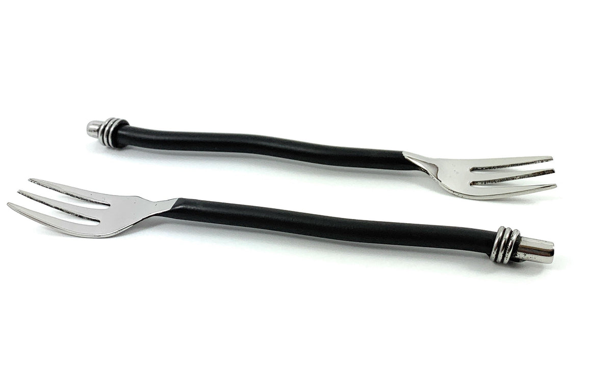 Vibhsa Cocktail Forks Set of 6 (Black Twisted Handle)