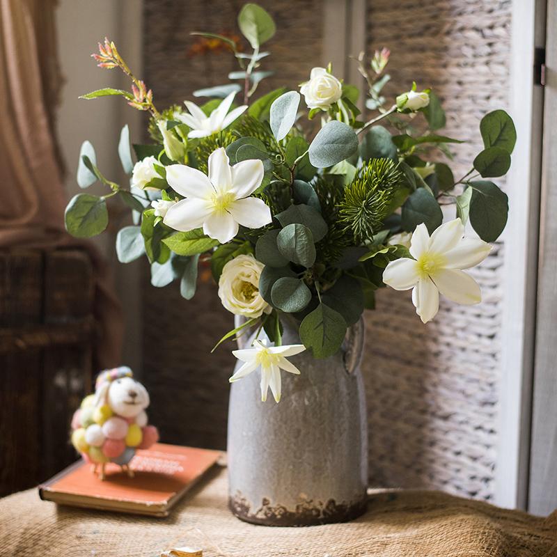 Artificial Clematis and Greenery Bouquet 20" Tall
