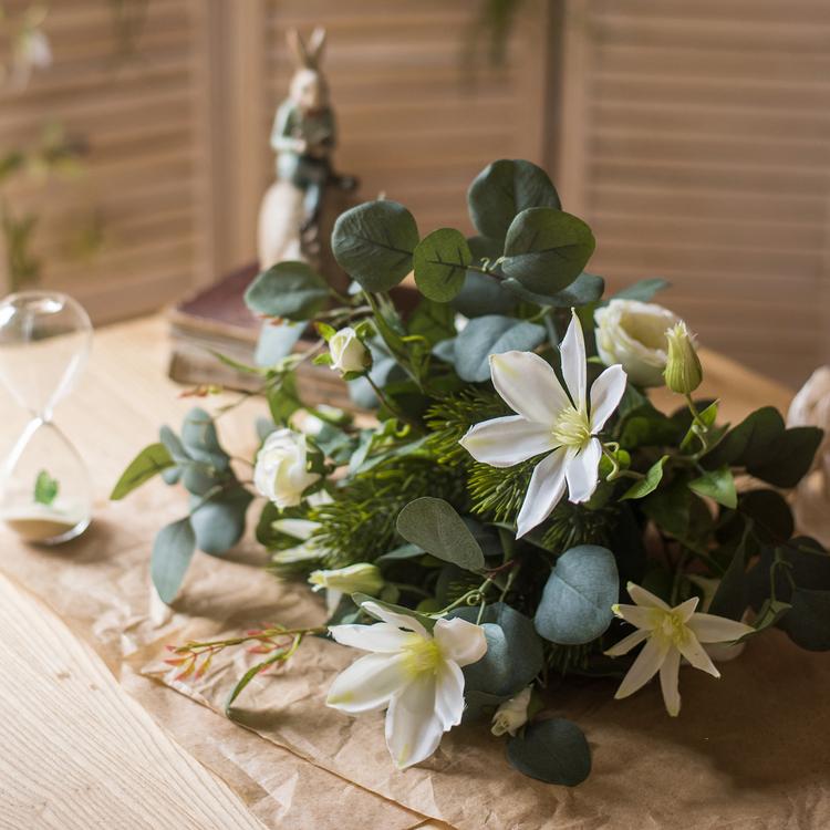 Artificial Clematis and Greenery Bouquet 20" Tall