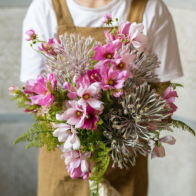 Artificial Silk Pink Daisy Bouquet 20" Tall
