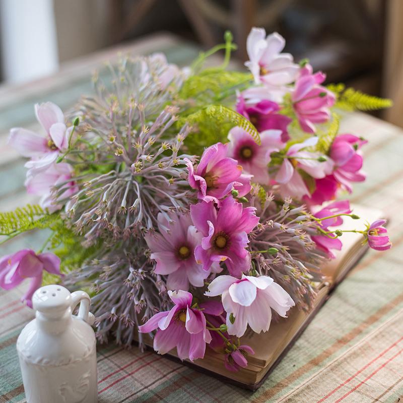 Artificial Silk Pink Daisy Bouquet 20" Tall