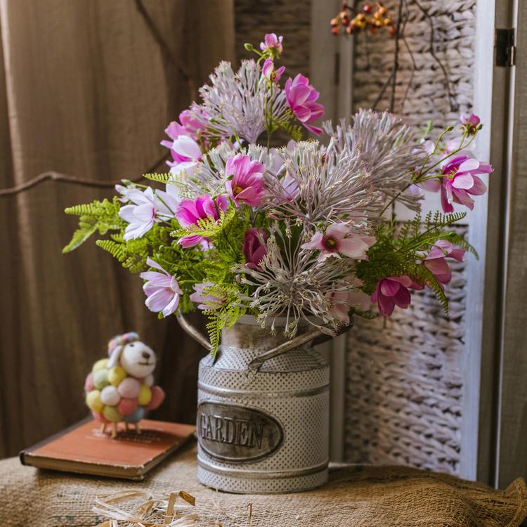 Artificial Silk Pink Daisy Bouquet 20" Tall