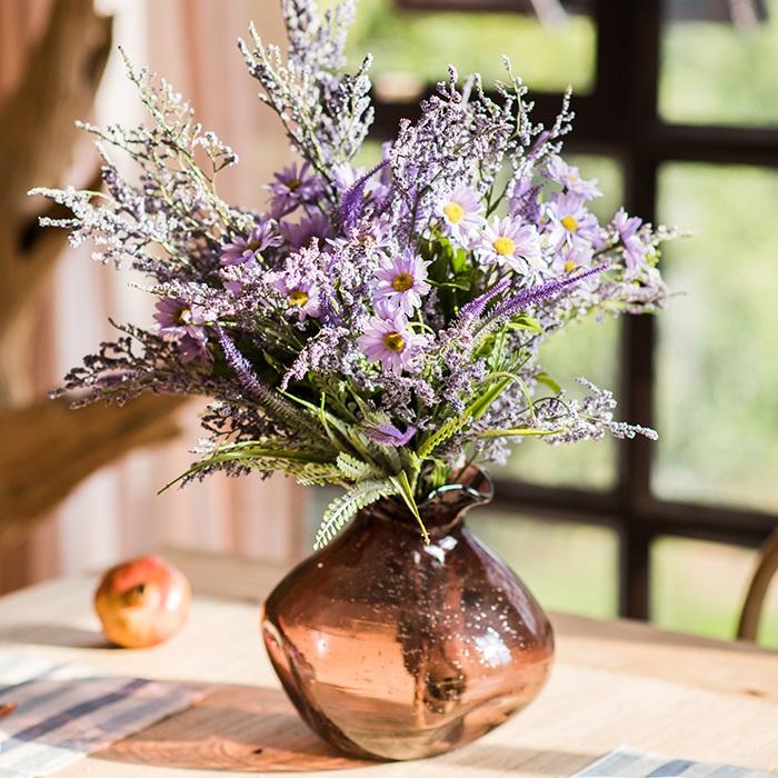 Artificial Silk Purple Country Flower Bouquet 20" Tall