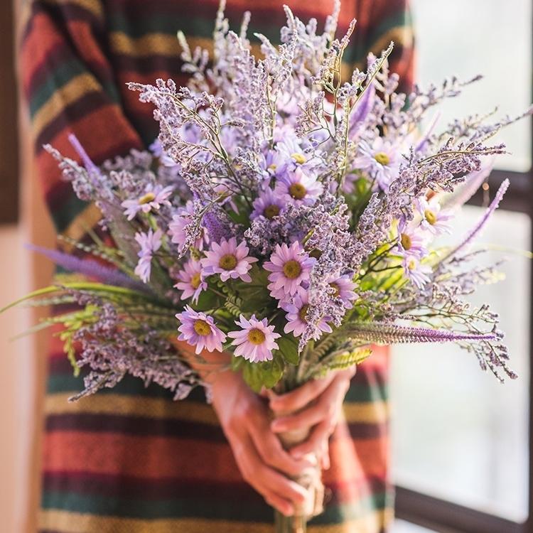 Artificial Silk Purple Country Flower Bouquet 20" Tall