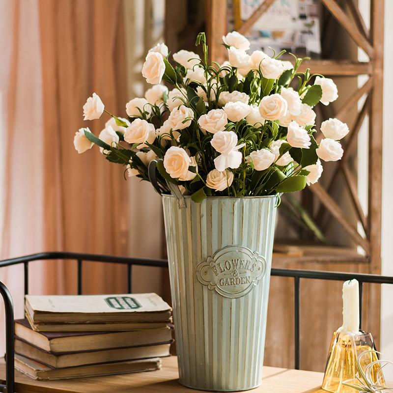 Artificial Eco PE Camellia Bloom Stem Set in White 16" Tall