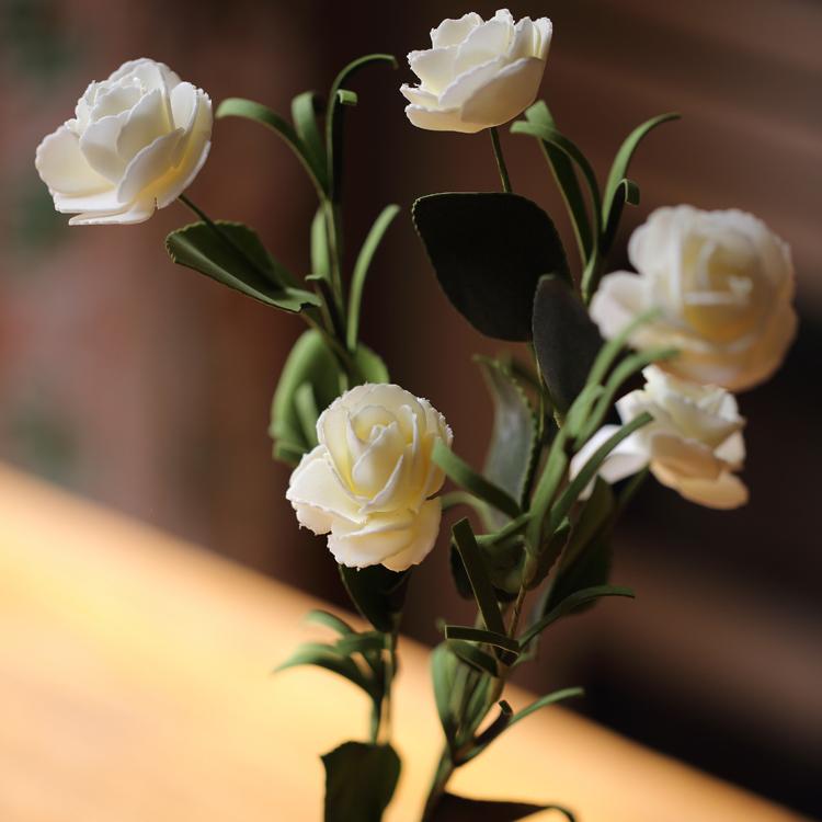 Artificial Eco PE Camellia Bloom Stem Set in White 16" Tall