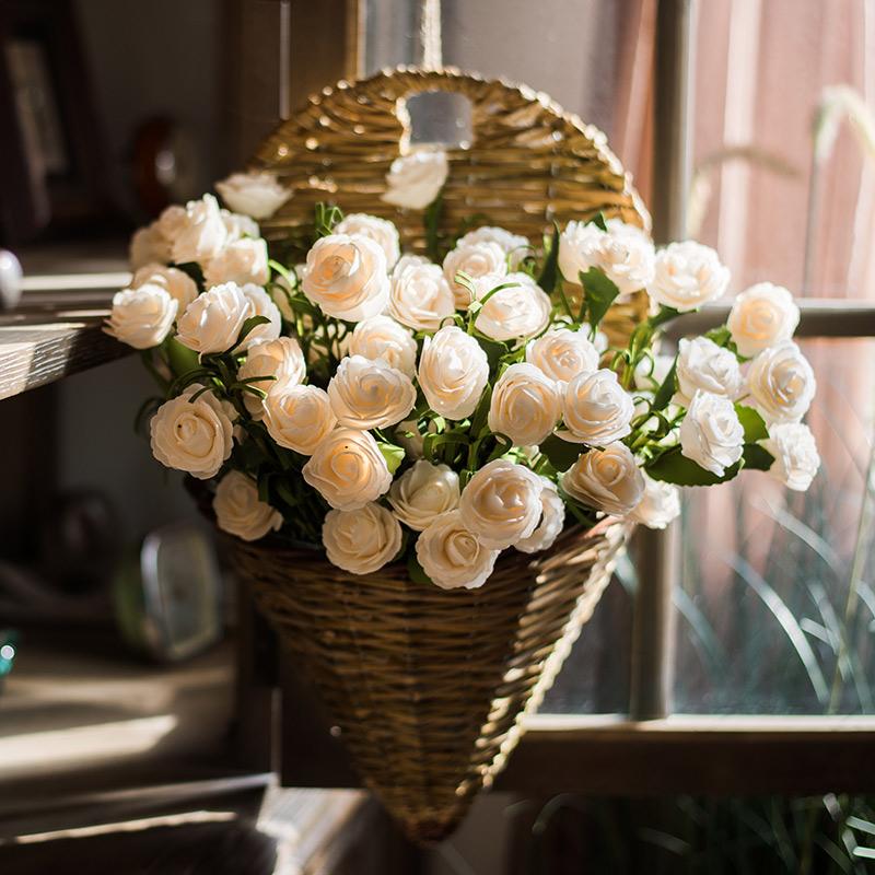 Artificial Eco PE Camellia Bloom Stem Set in White 16" Tall