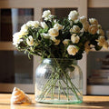 Artificial Eco PE Camellia Bloom Stem Set in White 16" Tall