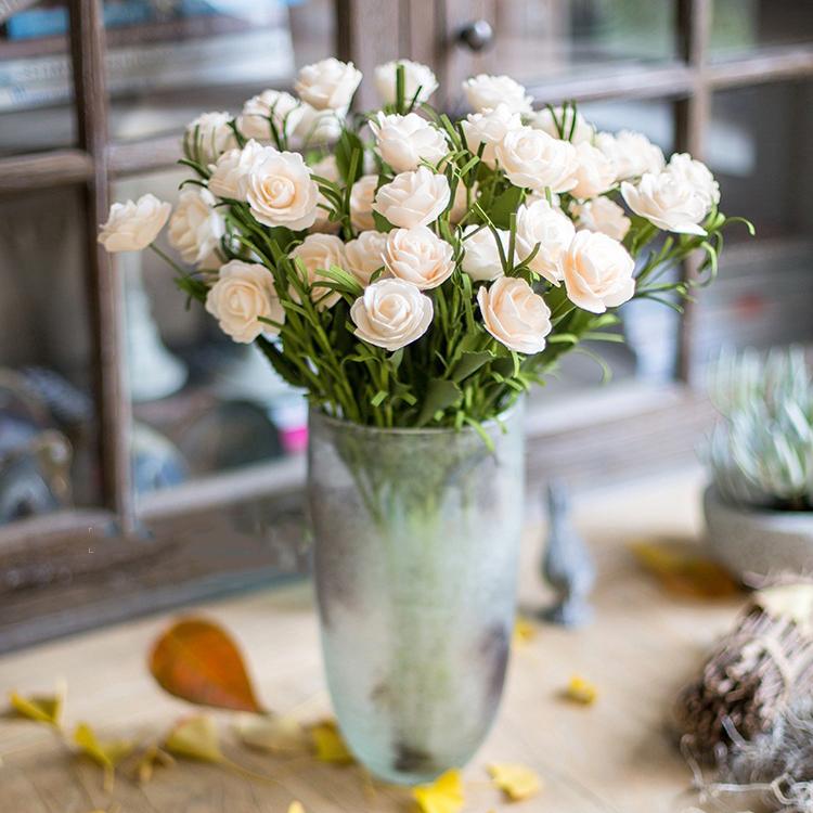 Artificial Eco PE Camellia Bloom Stem Set in White 16" Tall