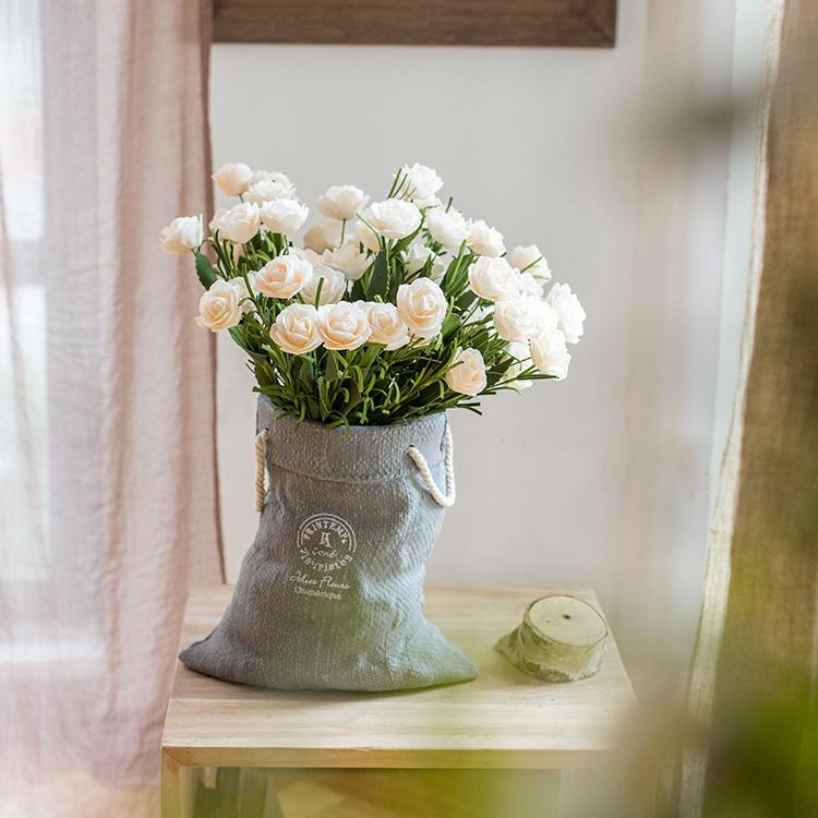 Artificial Eco PE Camellia Bloom Stem Set in White 16" Tall