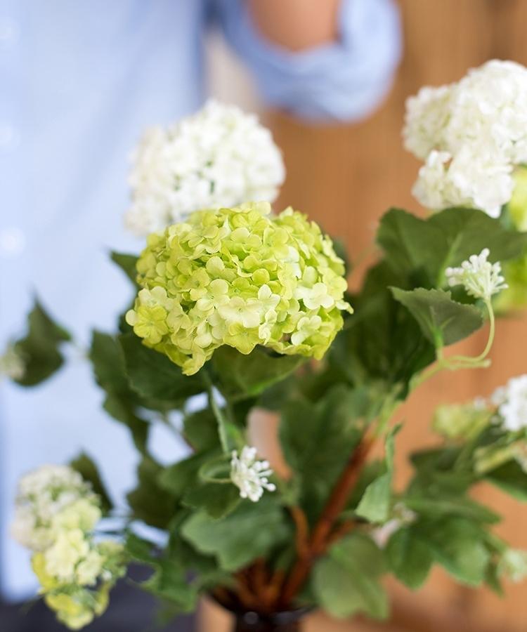 Artificial Double-Bloom Hydrangea Stem 31" Tall