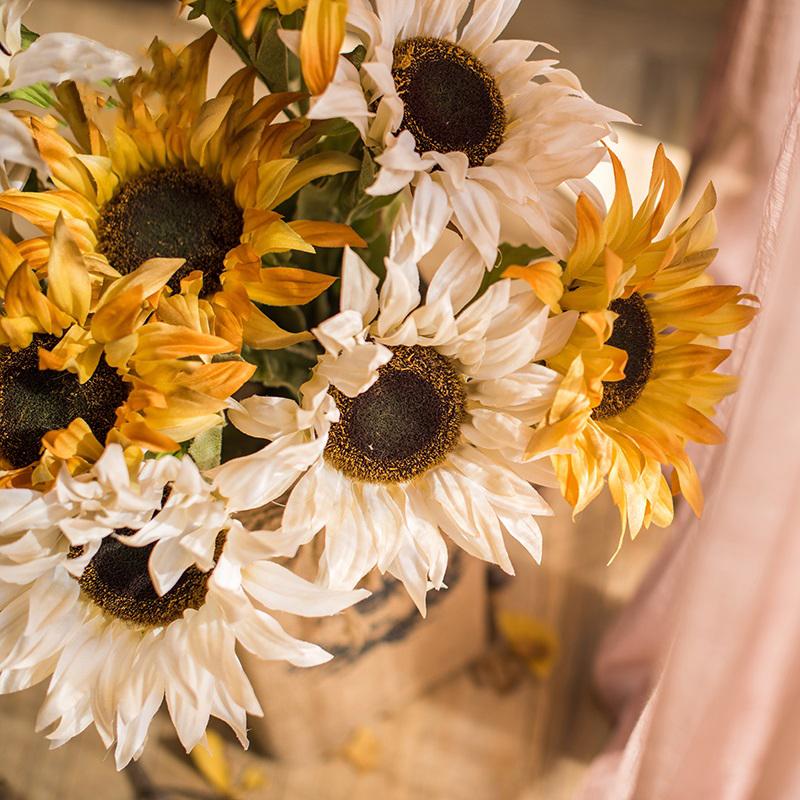 Artificial Silk-Look Van Gogh Sunflower Bunch 21" Tall