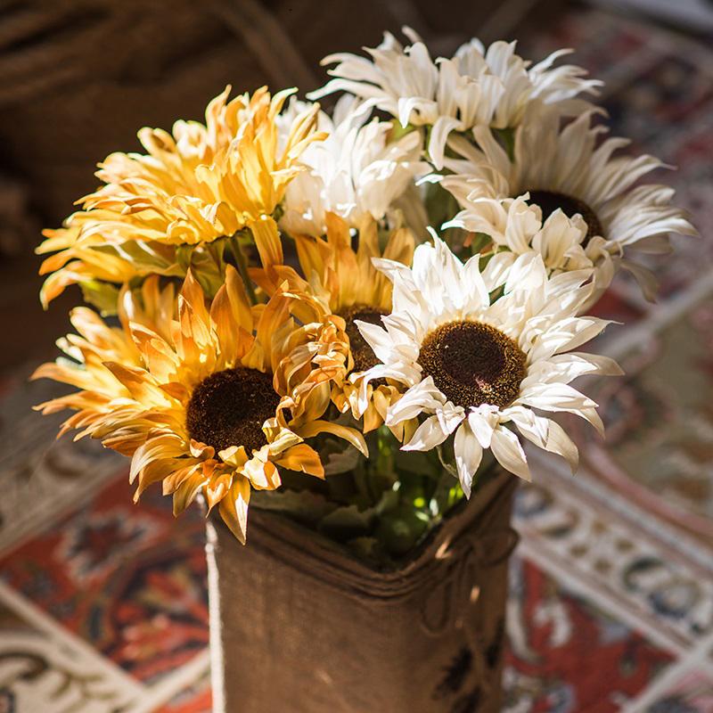 Artificial Silk-Look Van Gogh Sunflower Bunch 21" Tall