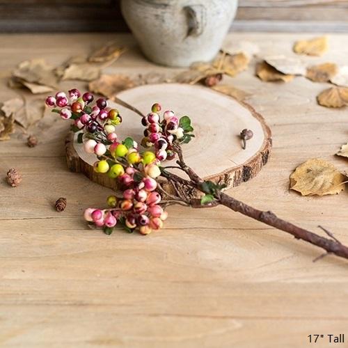 Artificial Berry Stem in Yellow Red 17" Tall