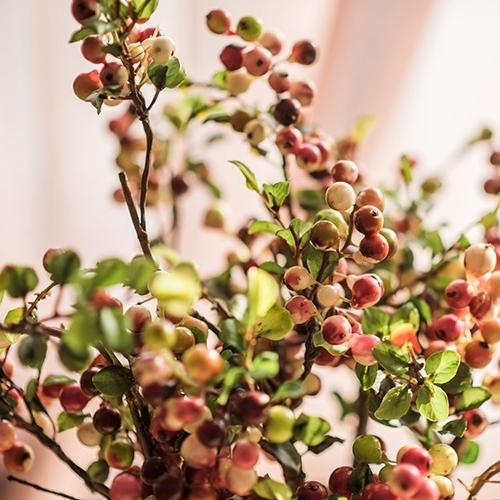 Artificial Berry Stem in Yellow Red 17" Tall