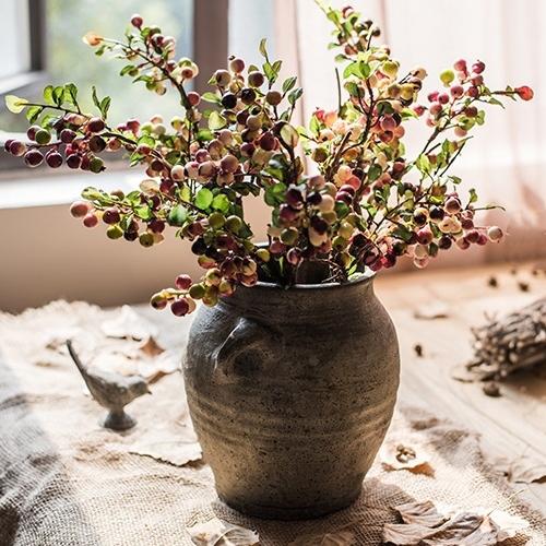 Artificial Berry Stem in Yellow Red 17" Tall