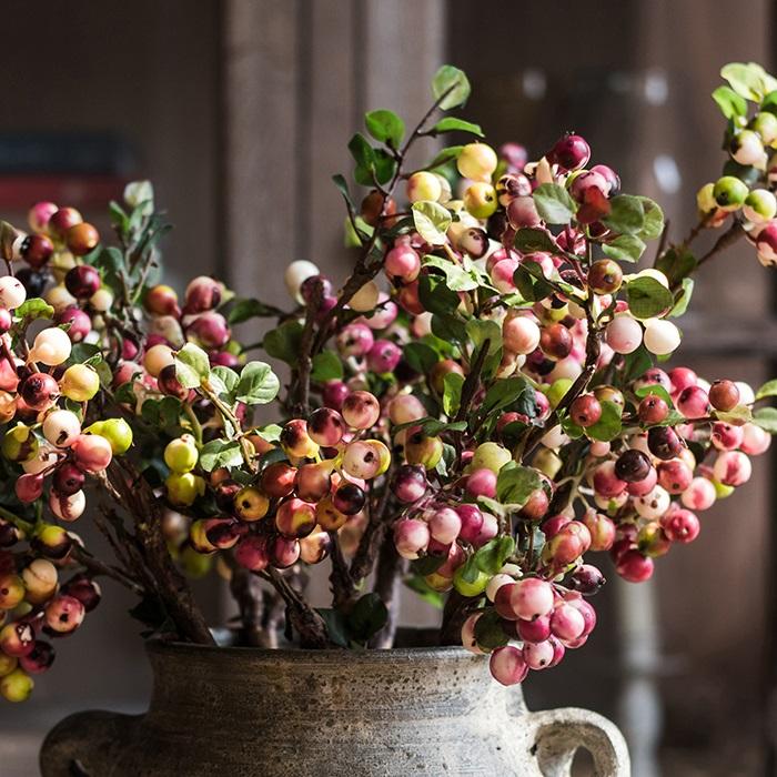 Artificial Berry Stem in Yellow Red 17" Tall