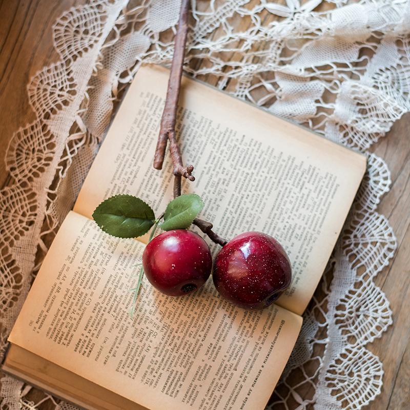 Artificial Red Apple Stem 15" Tall
