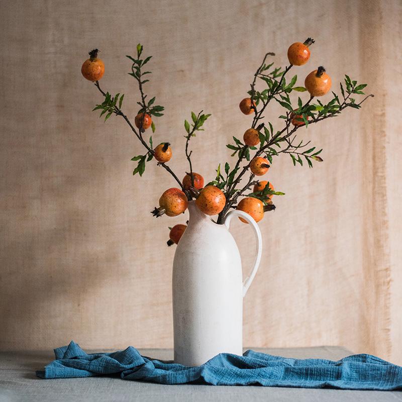 Artificial Yellow Orange Pomegranate Fruit Stem 36" Tall
