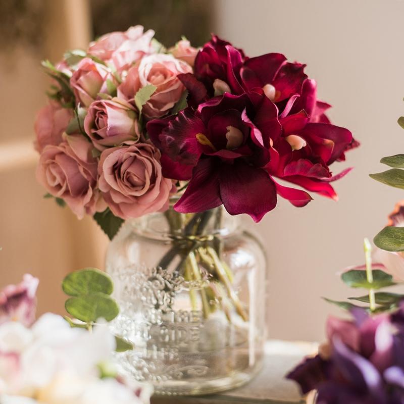 Small Artificial Silk Cymbidium Orchid Bouquet in Various Colors