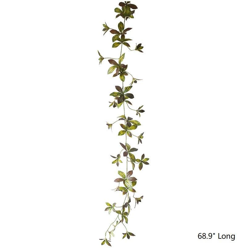 Artificial Brown Green Large Leaf Vine 69" Long