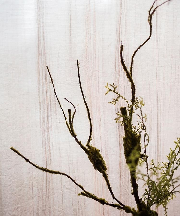 Artificial Moss Rattan Stem 30" Tall
