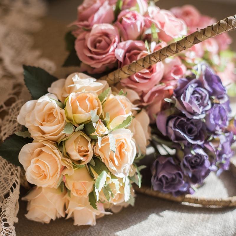 Small Artificial Silk Rose Bouquet in Various Colors