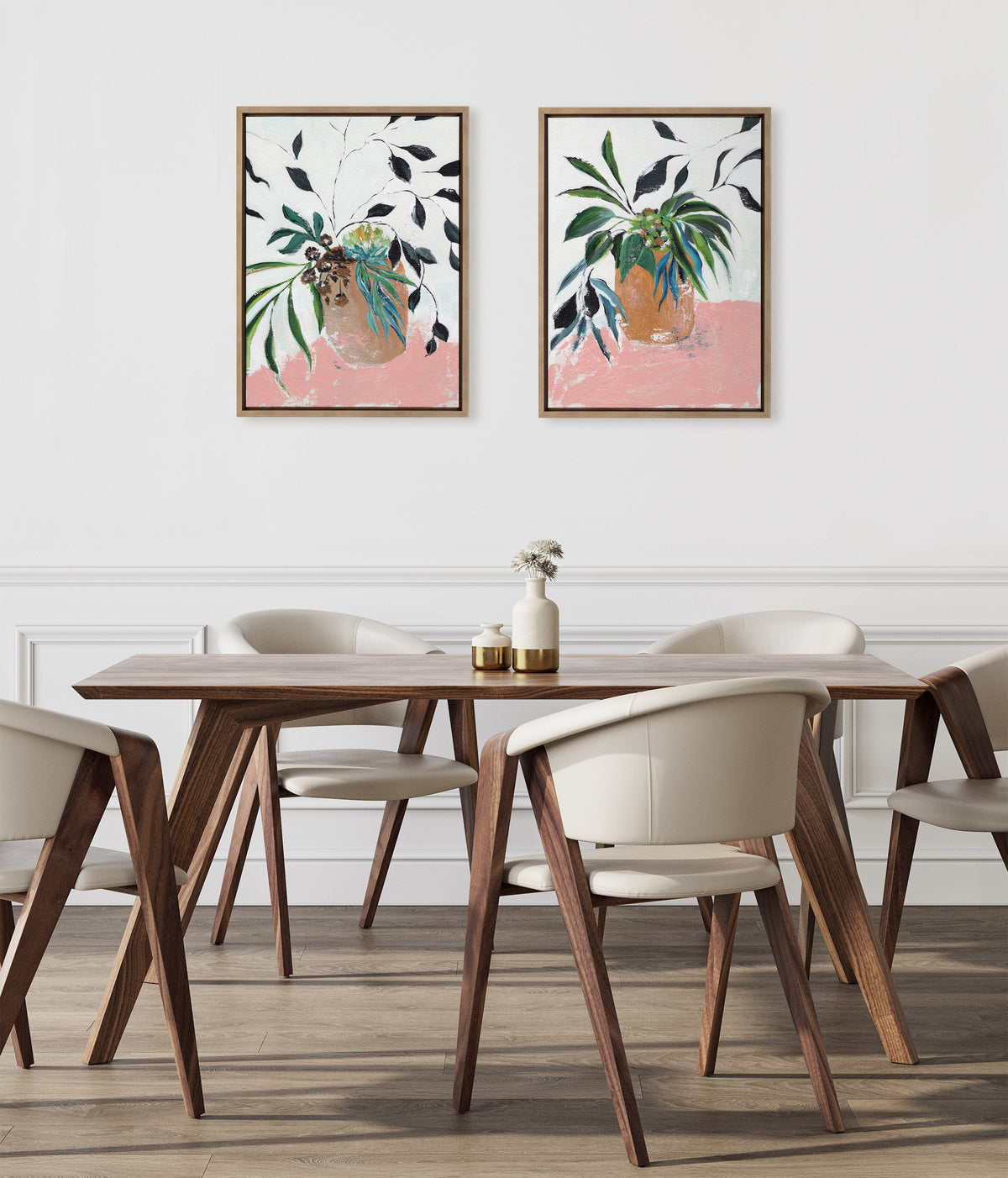 Sylvie Wild Foliage l and II Framed Canvas Art Set of 2 by Nikita Jariwala