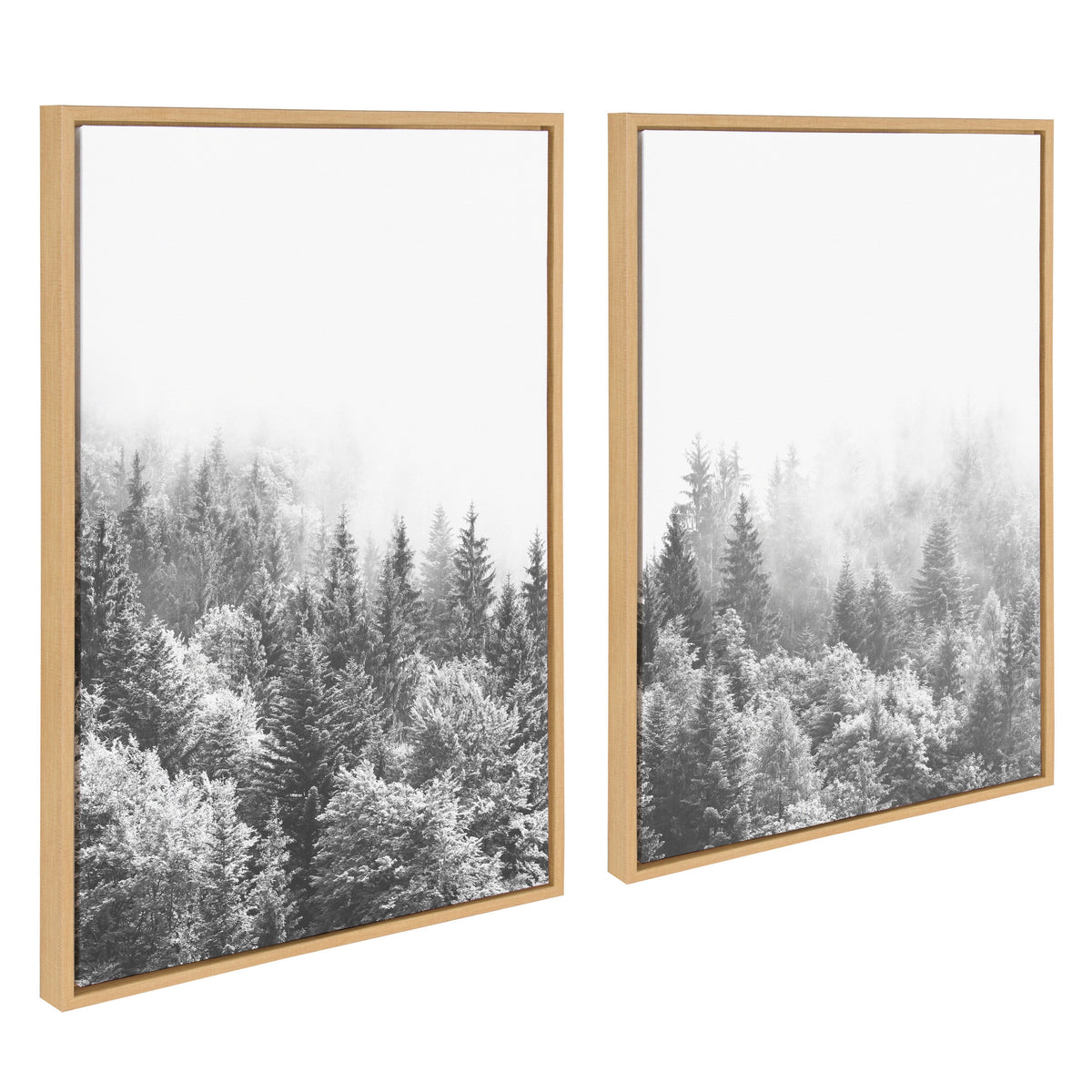 Sylvie Forest On A Foggy Day Black and White Framed Canvas Set of 2 by The Creative Bunch Studio