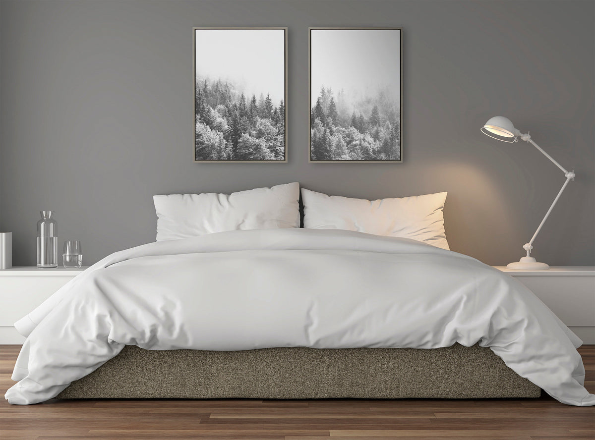 Sylvie Forest On A Foggy Day Black and White Framed Canvas Set of 2 by The Creative Bunch Studio