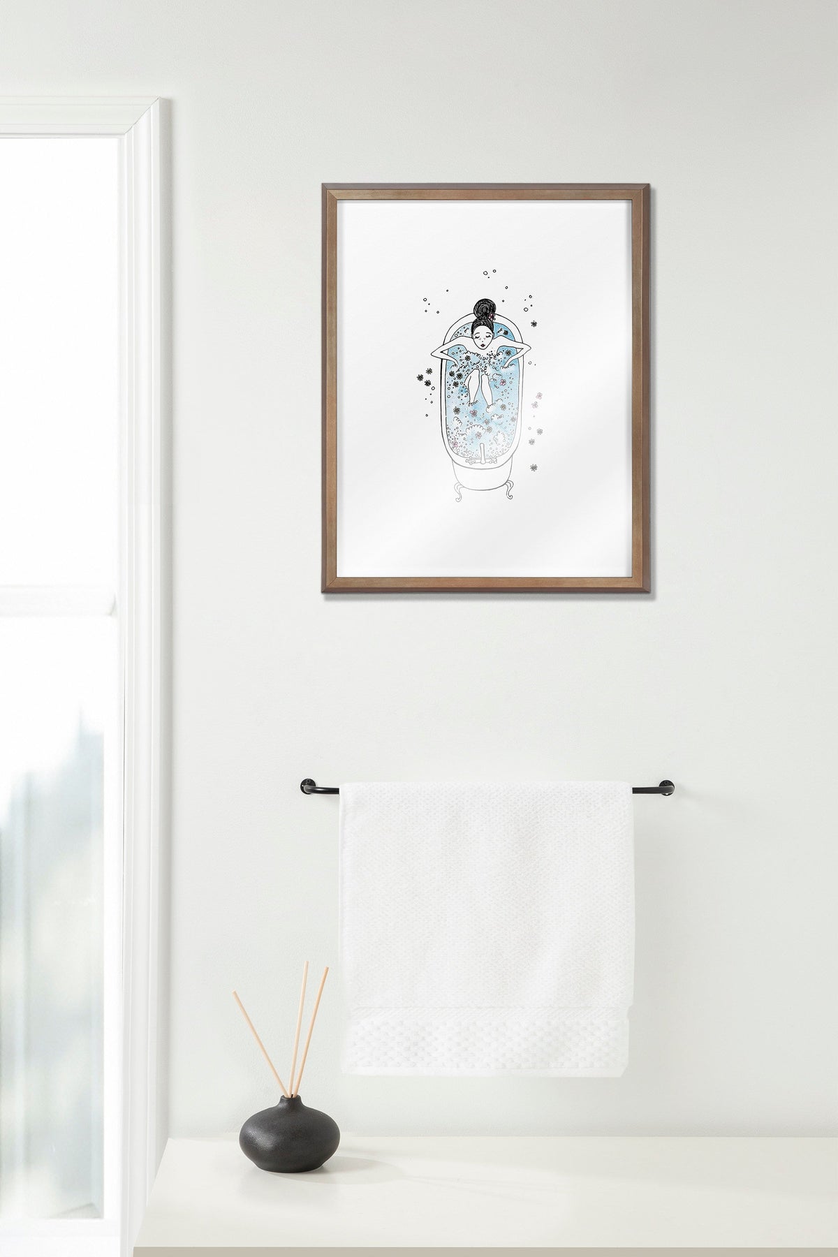Blake Girl in a Bath Framed Printed Glass by Viola Kreczmer