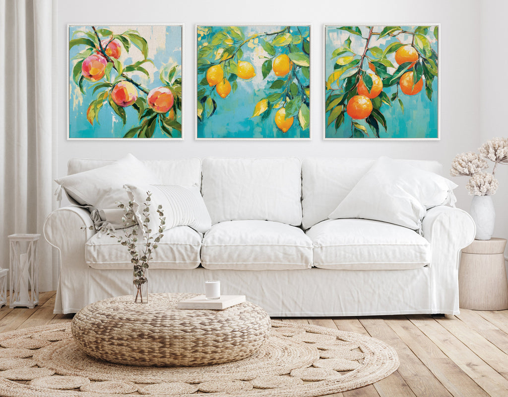 Sylvie Beaded Lemon Tree Framed Canvas by The Creative Bunch Studio