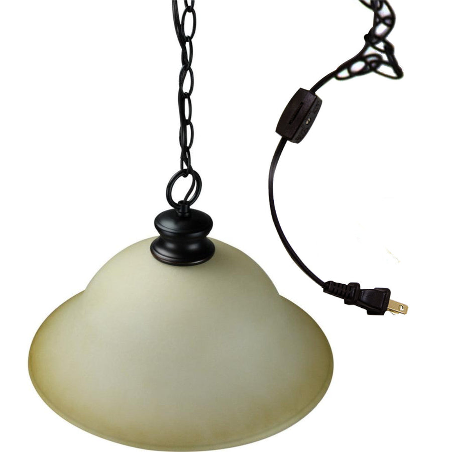 Entertainer Plug-In Swag Pendant Light, Amber Glass, Bronze Finish, 16"W