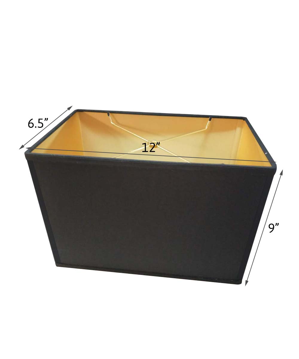 Home Concept Softback Rectangular Drum Lamp Shade, Black Shantung - (6.5x12)" Top x (6.5x12)" Bottom x 9" Slant Height, Spider Fitter
