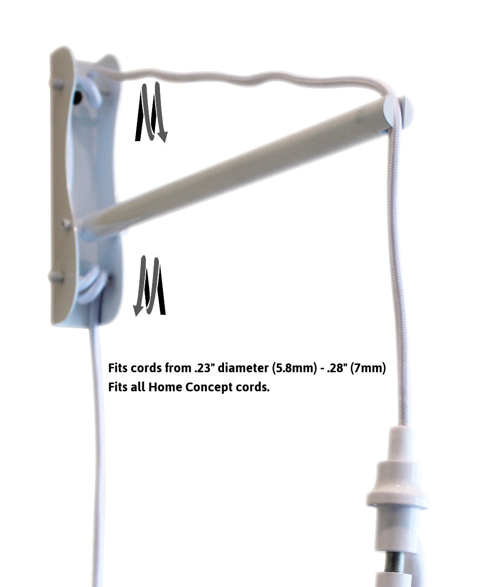 Home Concept MAST Plug-In Wall-Mount Pendant Light 1-Light White Cord/Arm Textured Oatmeal Shade - 14"W