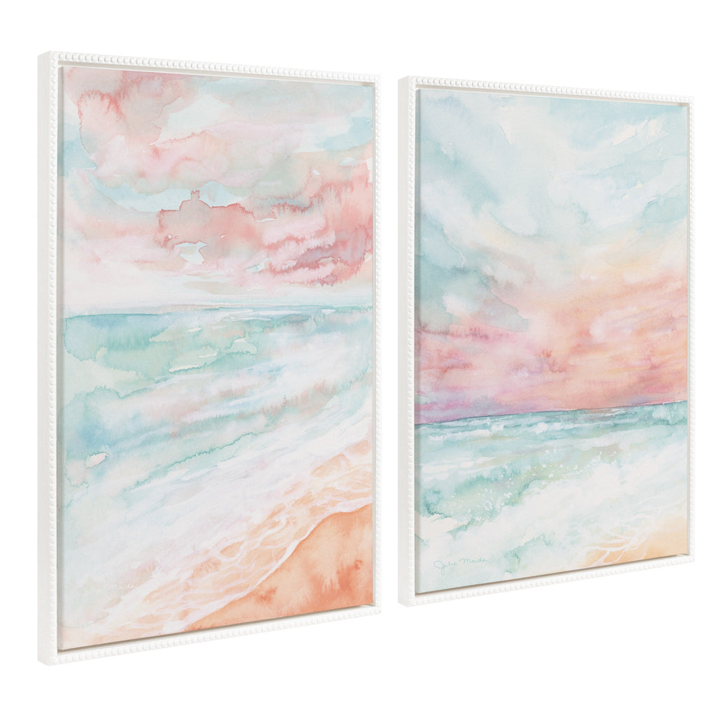 Sylvie Beaded All is Calm and Sky and Sea Framed Canvas Art Set of 2 by Julie Maida