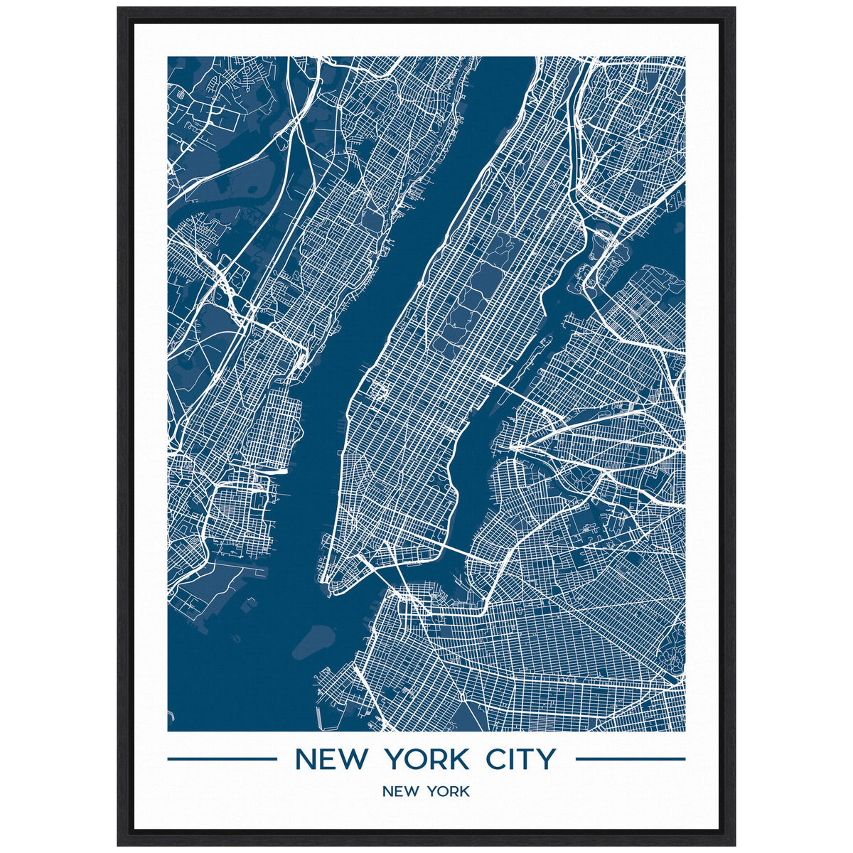 Sylvie NYC Blue Color Map Framed Canvas by Jake Goossen