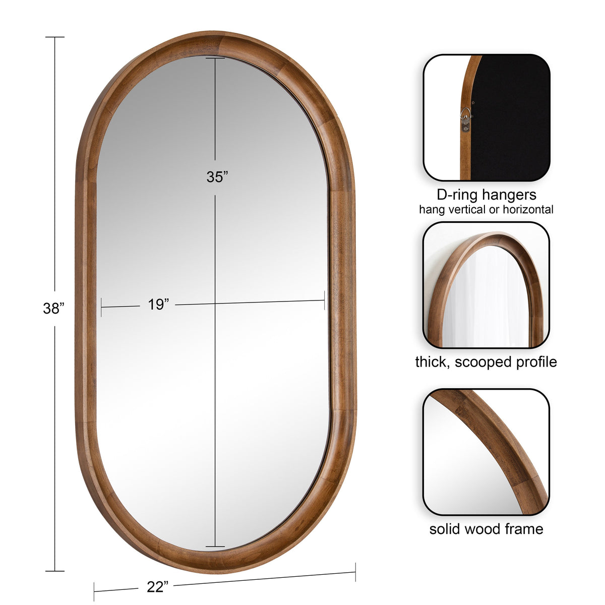 Hatherleigh Capsule Wood-Frame Wall Mirror
