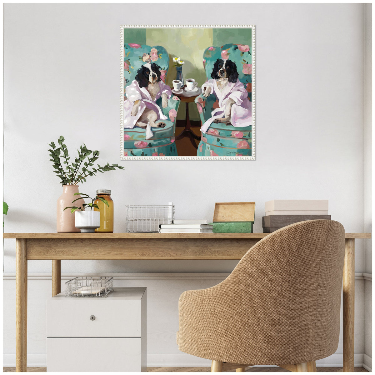 Sylvie Coffee Hour Framed Canvas by Mary Sparrow