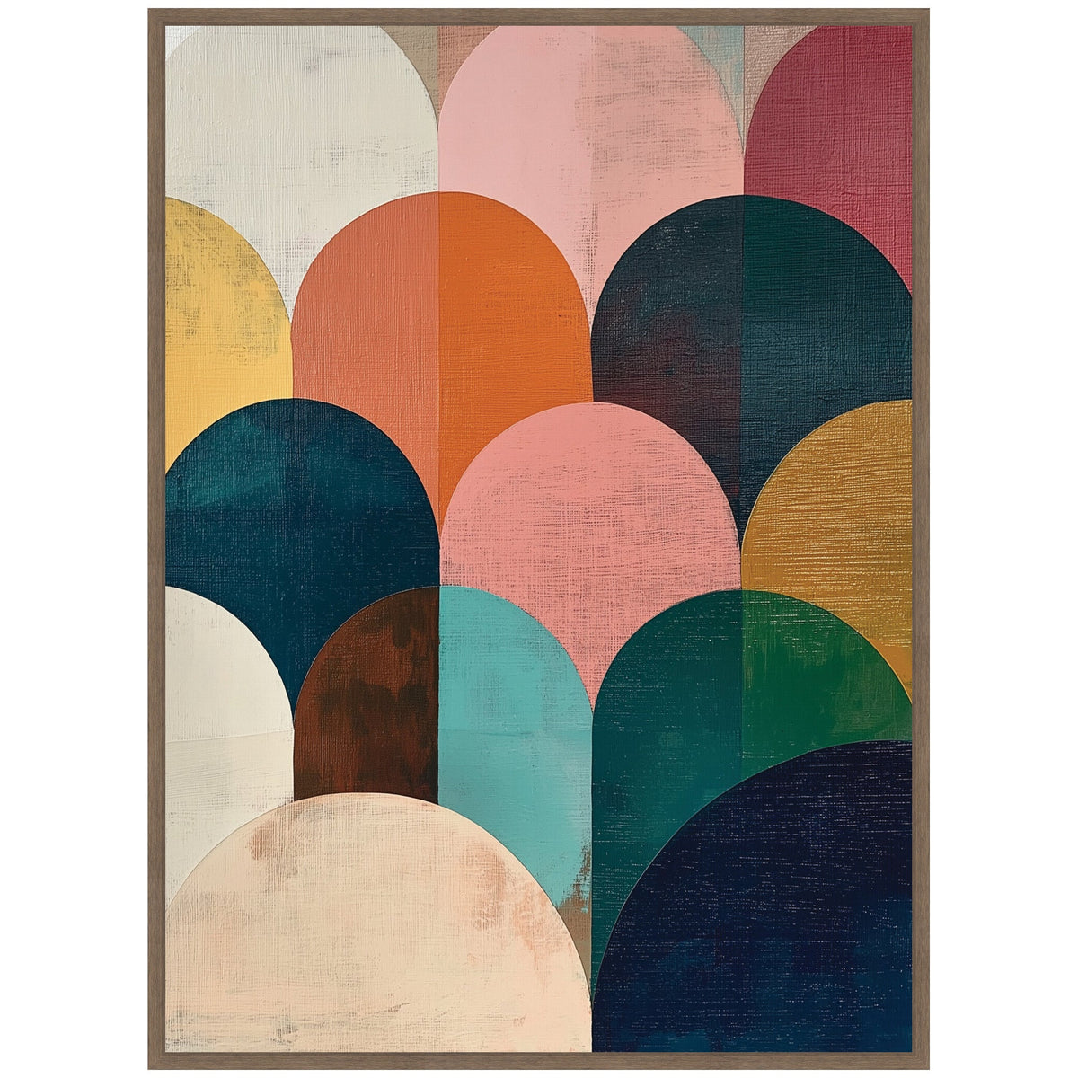 Sylvie Minimalist Geometric Abstract Jewel Tone Framed Canvas by The Creative Bunch Studio