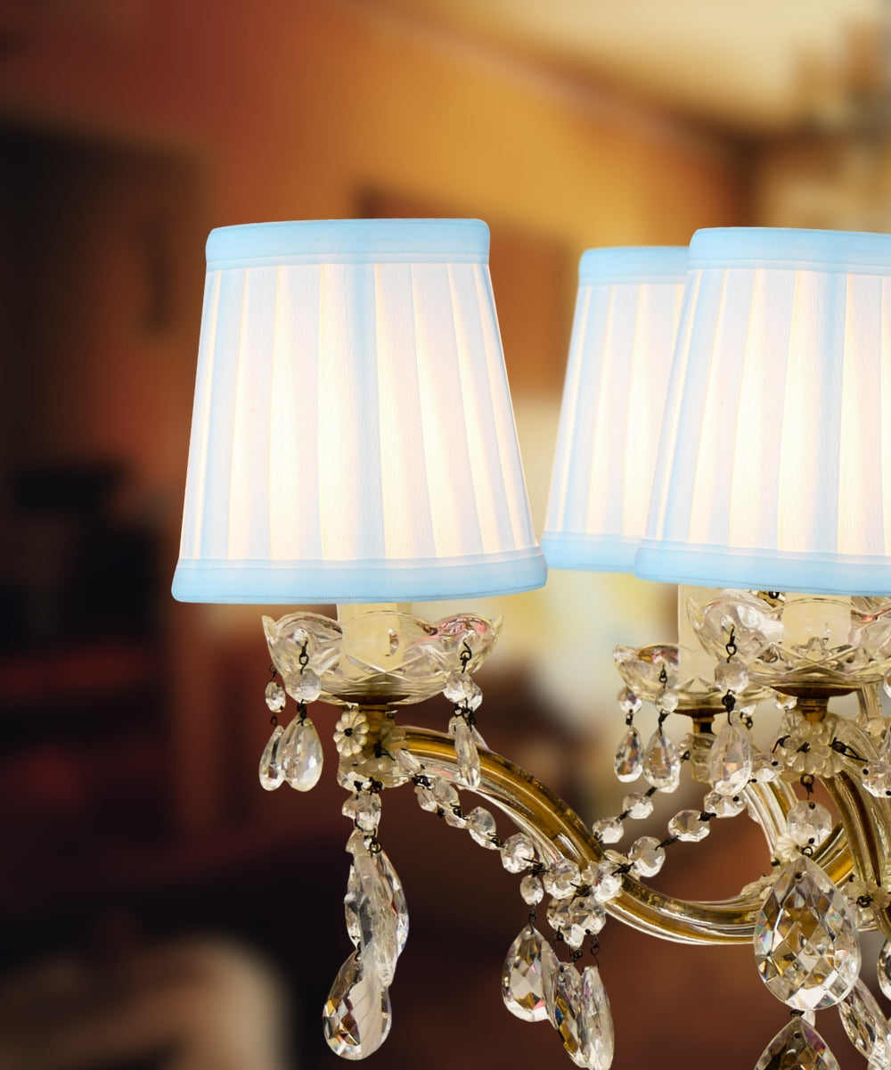 Home Concept Set of 6 Down White Pleated Clip-on Candelabra Lamp Shade - 4"W x 4" Slant Height