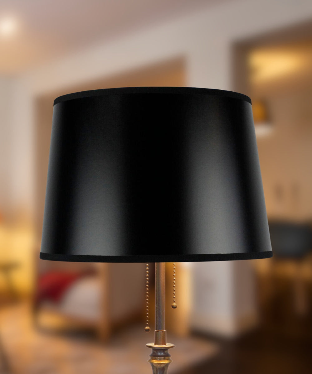 Home Concept Hardback Shallow Drum Lamp Shade Black - 12"W x 8" Slant Height, Spider Fitter