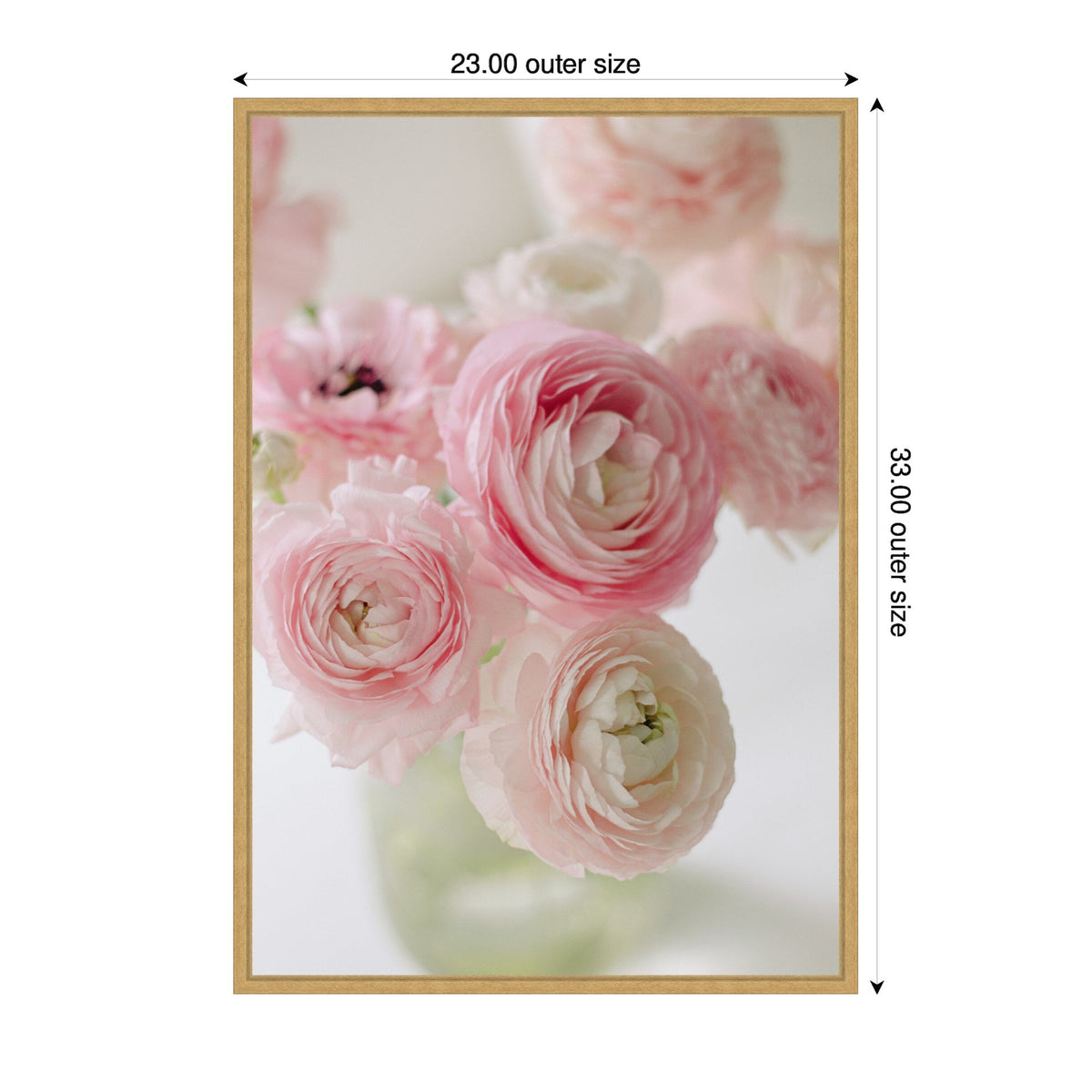 Sylvie Delicate Pink Ranunculus Flower Bouquet Framed Canvas by Kristy Campbell