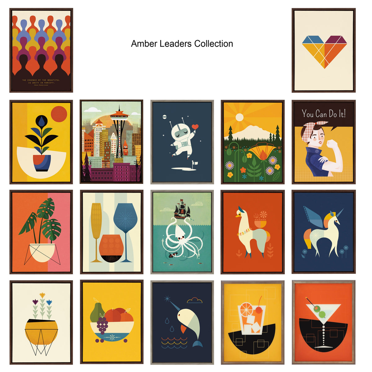 Sylvie Modern Planter Framed Canvas by Amber Leaders Designs